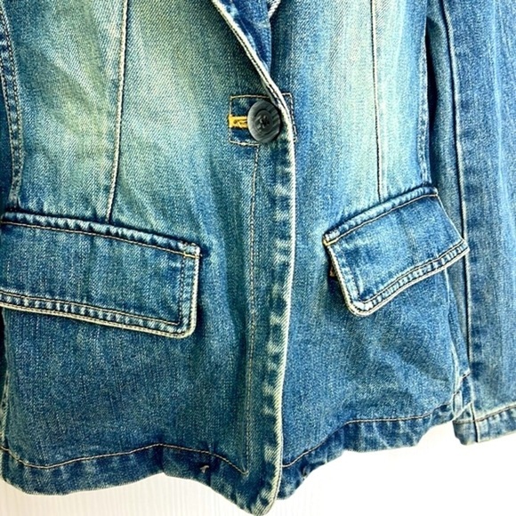 GAP - Denim Jean Cotton One Button Closure Long Sleeve Blazer Jacket Size Small - Picture 6 of 13